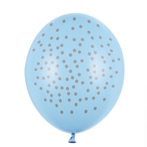 Latex Ballon Lysebl M. Guld Prikker 30 Cm./5 Stk.