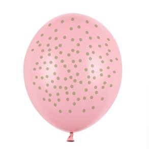 Latex Ballon Lyserd M. Guld Prikker 30 Cm./5 Stk.