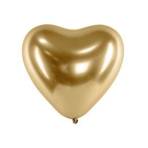 Glossy Guld Hjerteballon 30 Cm./ 5 Stk. 