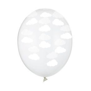 Latex Ballon Gennemsigtig M. Skyer 30 Cm./5 Stk.