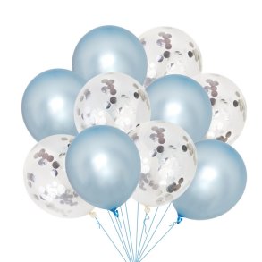 Latex Balloner 10 Stk./ Lysebl - Slv