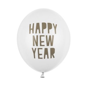 'Happy New Year' Latex Balloner Hvid/ 5 Stk. 