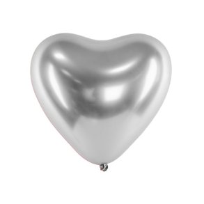 Glossy Slv Hjerteballon 30 Cm./ 5 Stk. 