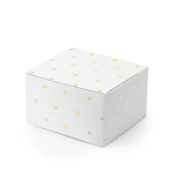 Hvid Gaveske M. Guldhjerter/ 10 Stk. 