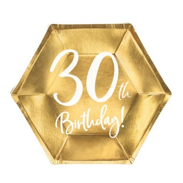 '30th Birthday' Tallerkener/ 6 Stk.