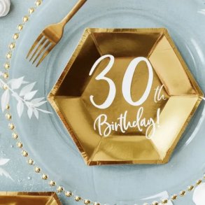 '30th Birthday' Tallerkener/ 6 Stk.