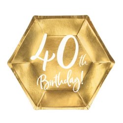 '40th Birthday' Tallerkener/ 6 Stk.