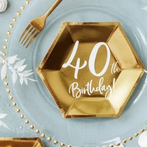 '40th Birthday' Tallerkener/ 6 Stk.