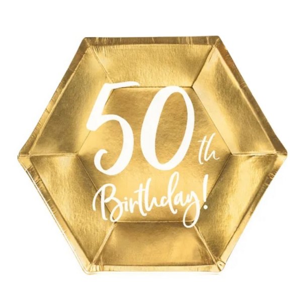 '50th Birthday' Tallerkener / 6 Stk.