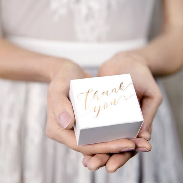 Hvid Gaveske 'Thank You'/ 10 Stk. 