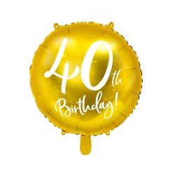 Folieballon "40Th." Guld 45 Cm.