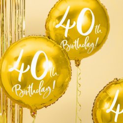 Folieballon "40Th." Guld 45 Cm.