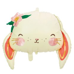 Folieballon Kanin Ansigt M. Blomst 65 x 55 Cm.