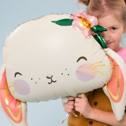 Folieballon Kanin Ansigt M. Blomst 65 x 55 Cm.