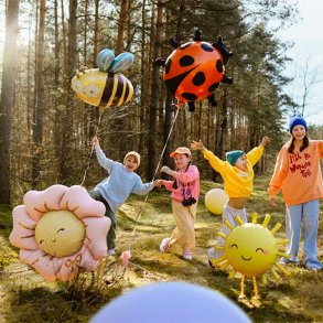 Folieballon Glad Blomst m. Ben 104 x 104 cm / Blush Pink