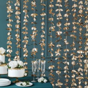 Blomster Gardin/Backdrop - Guld