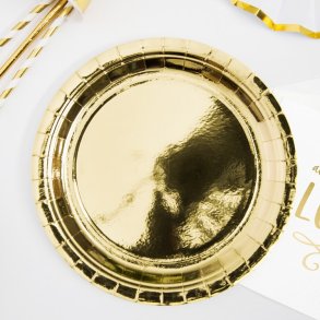 Guld Tallerkener 23 Cm./ 6 Stk.