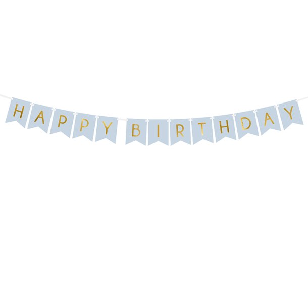 Happy Birthday Banner - Lysebl� / 15 x 175 cm.