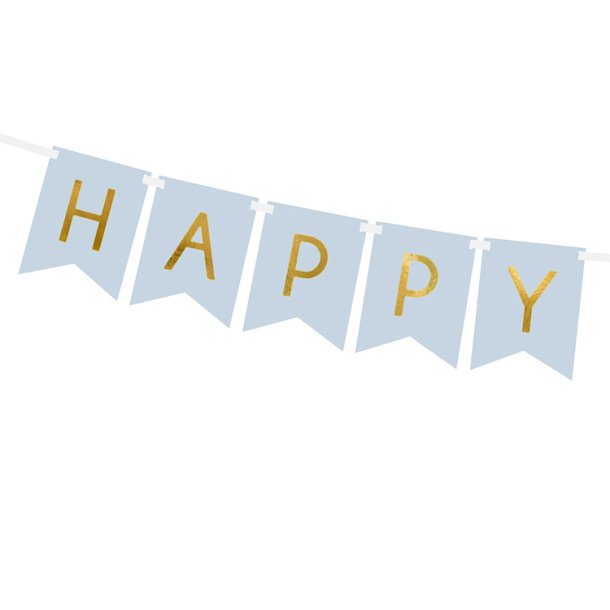 Happy Birthday Banner - Lysebl� / 15 x 175 cm.