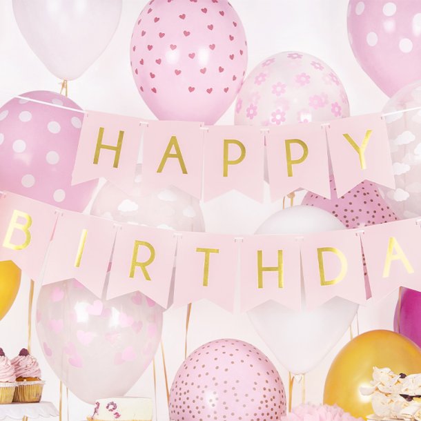 Happy Birthday Banner - Lyserd / 15 x 175 cm