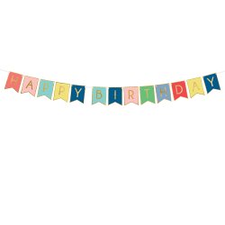 Happy Birthday Banner - Mix Farver / 15 x 175 cm