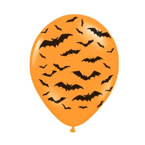 Orange Latexballon M. Flagermus (5 stk)