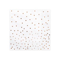 Servietter Hvide m/ Rosegold Prikker 33x33 cm./ 20 stk.