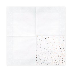 Servietter Hvide m/ Rosegold Prikker 33x33 cm./ 20 stk.