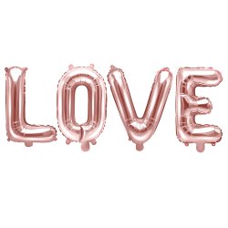 "LOVE" Folieballon Rosegold 35 x 140 cm.
