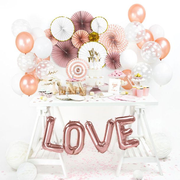 "LOVE" Folieballon Rosegold 35 x 140 cm.