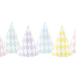 Partyhatte Pasteltern/ 6 Stk.