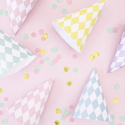 Partyhatte Pasteltern/ 6 Stk.