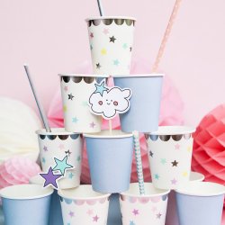 Pastel Stjerner Papkrus / 6 Stk.