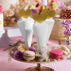 Hvid ske M. Guldhjerte/ 6 Stk.