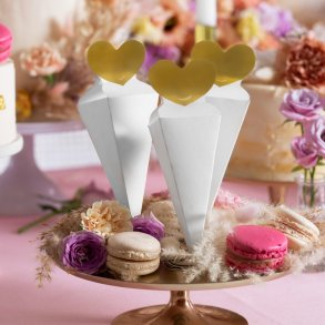 Hvid ske M. Guldhjerte/ 6 Stk.