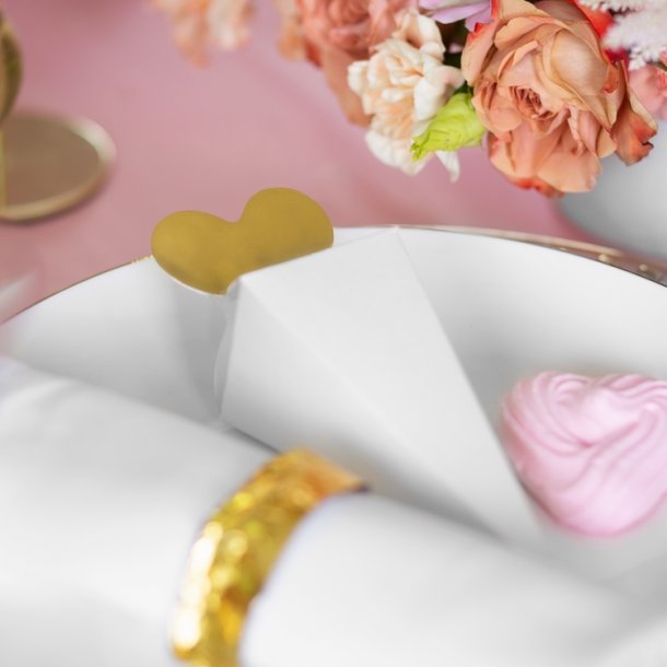 Hvid ske M. Guldhjerte/ 6 Stk.