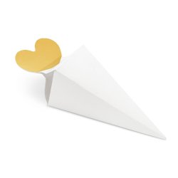 Hvid ske M. Guldhjerte/ 6 Stk.