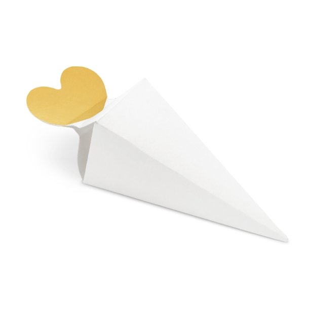 Hvid ske M. Guldhjerte/ 6 Stk.