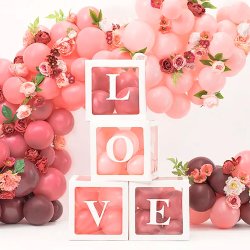 Ballonsker "LOVE" / Hvid 4-pak