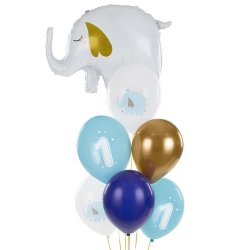 '1' Lysebl- Guld Elefant Ballonst/ 6 Stk.