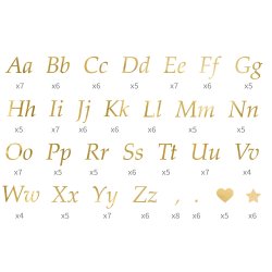 Alfabet Guld Bogstaver/ 5 Ark