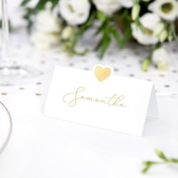 Bordkort Guld Hjerte/ 10 Stk. 