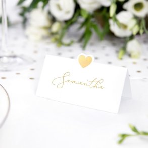 Bordkort Guld Hjerte/ 10 Stk. 