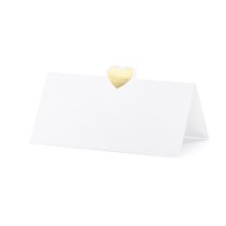 Bordkort Guld Hjerte/ 10 Stk. 