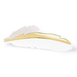 Bordkort Fjer Hvid m. Guld/ 10 Stk. 