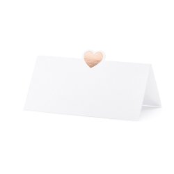 Bordkort Rosegold Hjerte/ 10 Stk. 