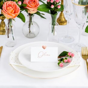 Bordkort Rosegold Hjerte/ 10 Stk. 