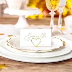 Bordkortholder Hjerte 10 stk./ Guld