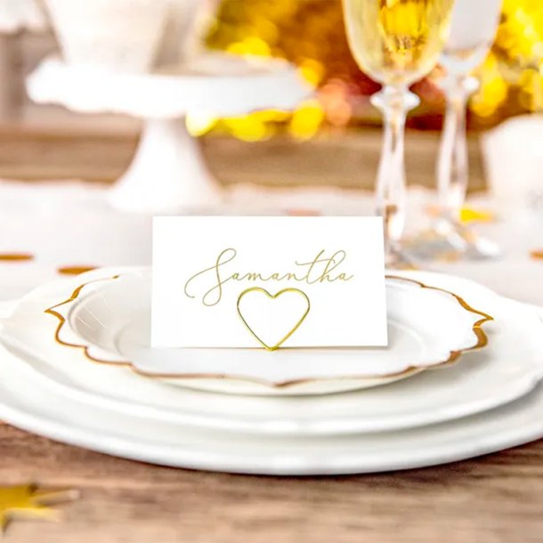 Bordkortholder Hjerte 10 stk./ Guld