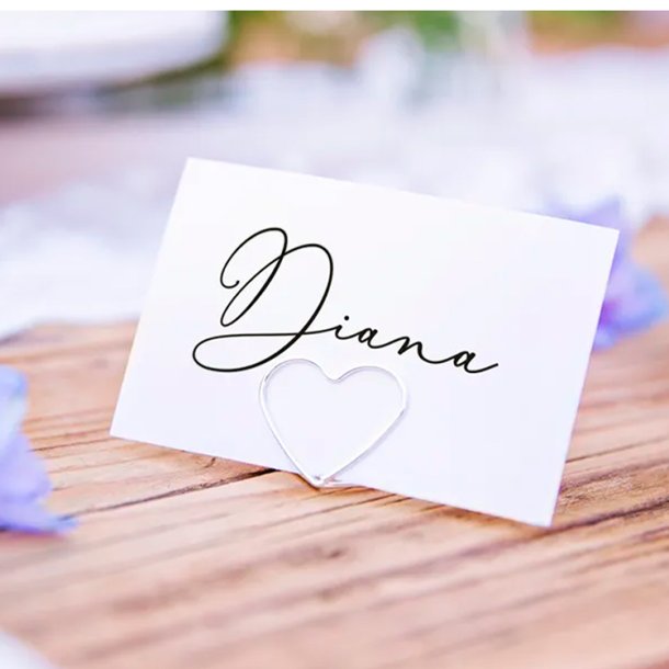 Bordkortholder Hjerte 10 stk./ Slv